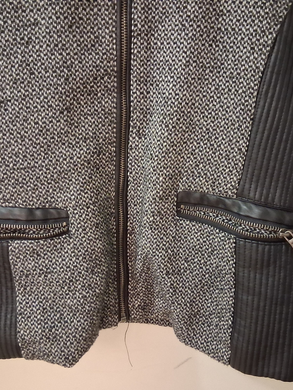 Fashion To Figure  Black and Gray Textured Panel Moto Jacket - Picture 5 of 6